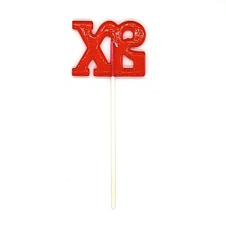 Топпер из изомальта "ХВ Красный" 18 см*7 см*1 см