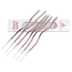 Свечи для торта "Серпантин" 6 шт, Розовый металик