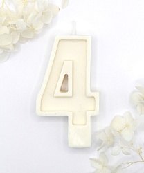Свеча цифра "4" белая